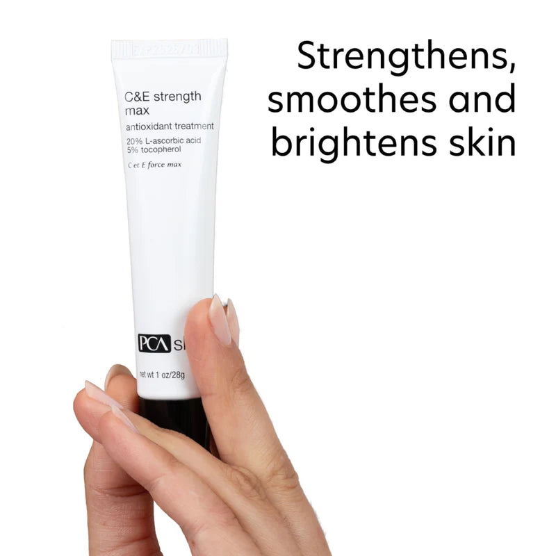 PCA SKIN C&E Strength Max Antioxidant Treatment.  Strengthens, smooths and brightens skin.