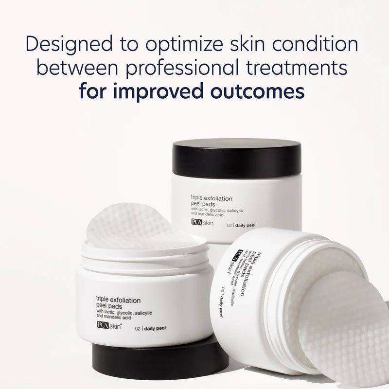 PCA SKIN Triple Exfoliation Peel Pads designed to optimize skin condition between professional treatments for improved outcomes