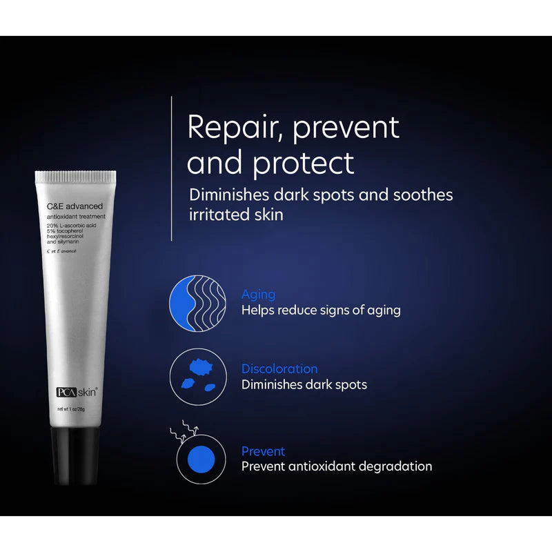 PCA Skin C&S Advanced Antioxidant Treatment.  Repair, prevent and protect.  Diminishes dark spots and soothes irritated skin.