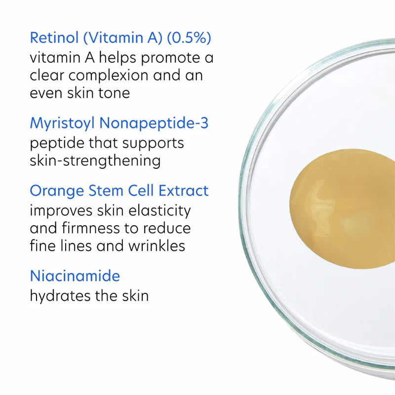 Retinol Vitamin A 0.5%, Myristoyl Nonapeptide-3, Orange Stem Cell Extract, Niacinimide