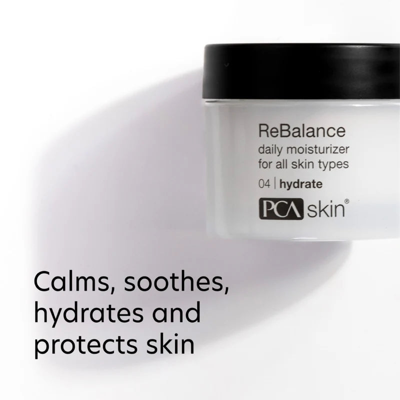 PCA Skin Rebalance Daily Moisturizer calms, soothes, hydrates and protects skin